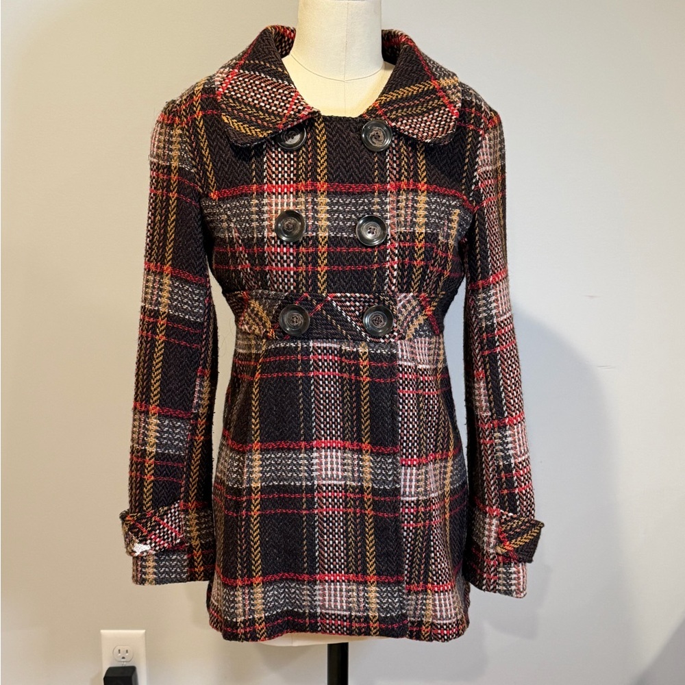 Boston Proper Plaid Wool Blend Coat
